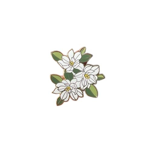 Magnolia Enamel Pins, Magnolia Hard Enamel Pin, White Flower Enamel Pin, Botanical Enamel Pin, Badge, Lapel Pin, Pins for Backpack Jeans, Jewelry Supplies