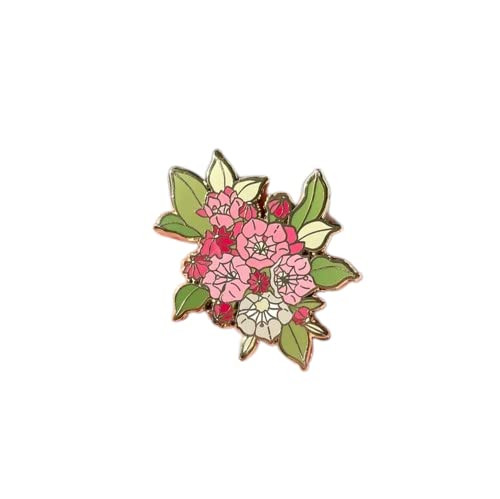 Mountain Laurel Enamel Pins, Mountain Laurel Hard Enamel Pin, Flower Enamel Pin, Botanical Enamel Pin, Badge, Lapel Pin, Pins for Backpack Jeans, Jewelry Supplies