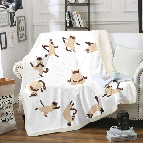 Yoga Cat Sherpa Blanket Siamese Cats Fleece Throw Blanket for Sofa Couch Bed Cute Pet Decor Cartoon Animals Plush Blanket Magical Animal Fuzzy Blanket Throw 50"x60" Yoga Cat Sherpa Blanket Siamese Cats Fleece Throw Blanket for Sofa Couch Bed Cute Pet Decor Cartoon Animals Plush Blanket Magical Animal Fuzzy Blanket Throw 50"x60"