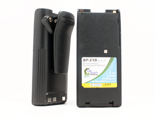 2X Pack - Icom BP-210 Two-Way Radio Battery with Clip Replacement (1100mAh, 7.2V, NI-CD) - Compatible with Icom BP-209N Battery, Icom IC-A24, Icom IC-V8, IC-V82, IC-A6, IC-F21GM, IC-F21, IC-F11