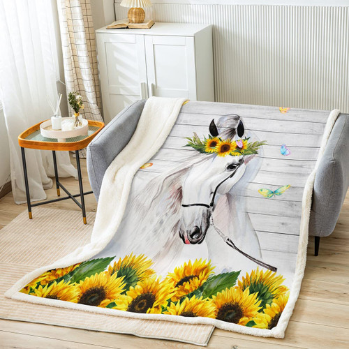 Feelyou Sunflower Horse Plush Blanket White Horse Sherpa Blanket for Kids Boys Girls Sunflower Butterfly Fleece Throw Blanket Animal Fuzzy Blanket for Sofa Bed Couch,Throw 50x60 Inches Feelyou Sunflower Horse Plush Blanket White Horse Sherpa Blanket for Kids Boys Girls Sunflower Butterfly Fleece Throw Blanket Animal Fuzzy Blanket for Sofa Bed Couch,Throw 50x60 Inches