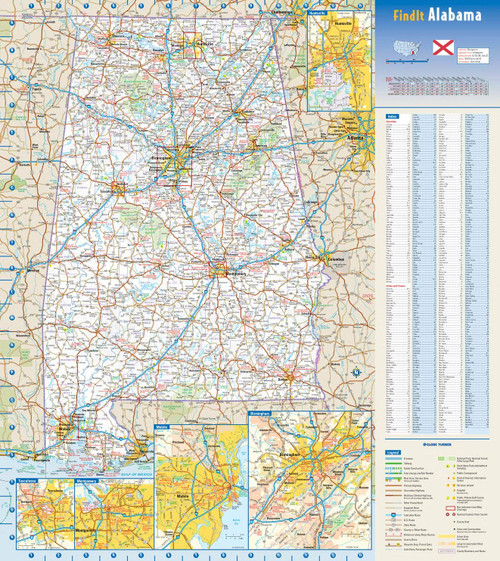 Alabama State Wall Map - 18.5" x 20.75" Laminated