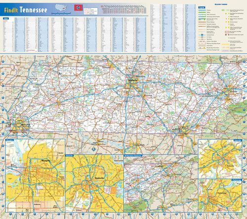 Tennessee State Wall Map - 20.75" x 18.5" Laminated