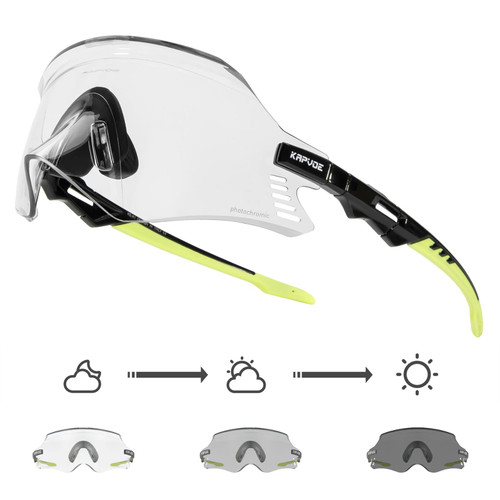 KAPVOE Photochromic Cycling Glasses Mountain Bike Goggles Men Women MTB Glasses Bicycle Riding Glasses Clear Biking Sunglasses Cycle Glasses Motorcycle Road Bike Sunglasses Cycling TR90 Dark Gray