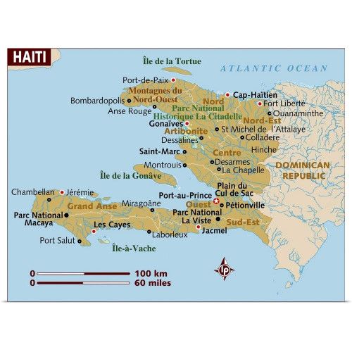 GREATBIGCANVAS Map of Haiti. Unframed Poster Print