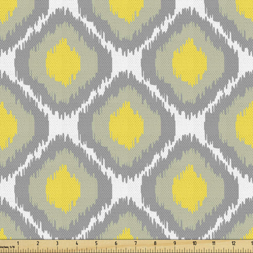 Ambesonne Ikat Fabric by The Yard, Surreal Geometric Pattern with Squares with Vintage Color Palette Illustration, Decorative Fabric for Upholstery and Home Accents, 2 Yards, Grey Yellow White Ambesonne Ikat Fabric by The Yard, Surreal Geometric Pattern with Squares with Vintage Color Palette Illustration, Decorative Fabric for Upholstery and Home Accents, 2 Yards, Grey Yellow White