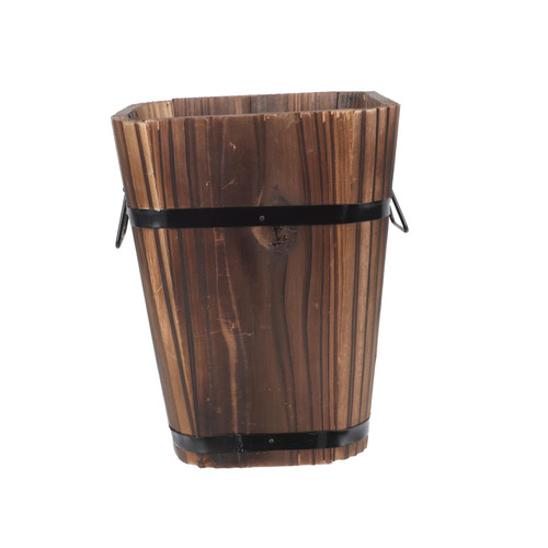VINTORKY 1pc Carbonized Solid Wood Flowerpot Wooden Plant pots Wooden Succulent Pot Flower pots Rustic Planter Wooden Flower Pot Wooden Pail Succulent Plants Bucket Iron Tree Planter Mini