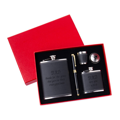 Bosajewel Personalized Engraving Flask Set Groomsmen Gifts for Wedding Custom Hip Flask for Liquor Gifts Set with Funnel Shot Glasses Dad Husband Boyfriend (Color 5)