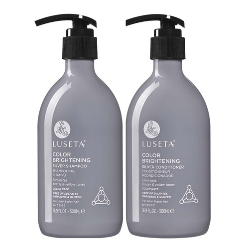 Luseta Color Brightening Silver Shampoo and Conditioner for Silver & Gray Hair, Eliminate Brassy and Yellow Tones Nourish Blonde & Bleached Hair