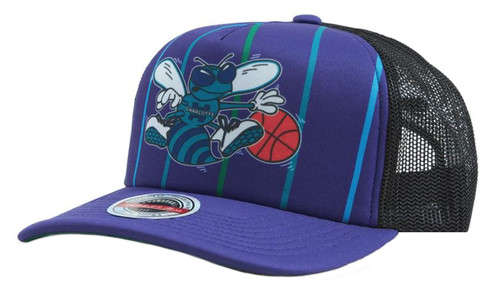 Mitchell & Ness Charlotte Hornets Jersey Hook Trucker Mesh Snapback Adjustable Hat Cap - Purple Mitchell & Ness Charlotte Hornets Jersey Hook Trucker Mesh Snapback Adjustable Hat Cap - Purple