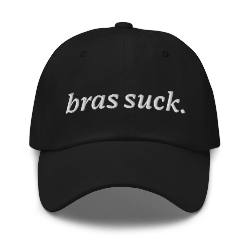 RIVEMUG Bras Suck Hat Relaxed Fit Low Crown Curved Bill Cap Adjustable Dad Hat Funny Gag Gift Black
