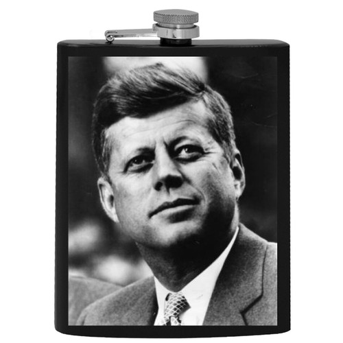 John F. Kennedy - 8oz Black Hip Alcohol Drinking Flask GSTP #G523361