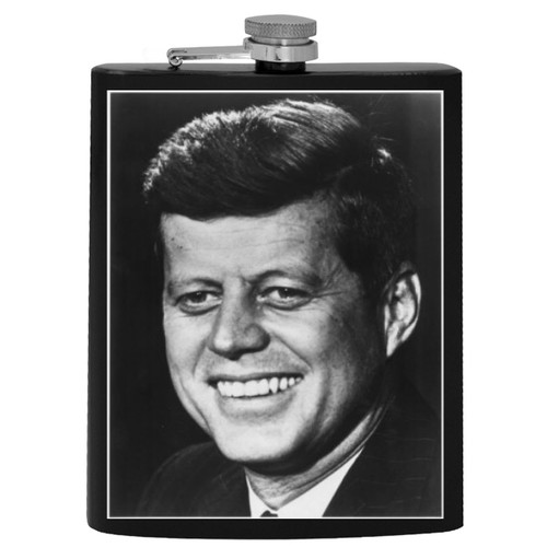 John F. Kennedy - 8oz Black Hip Alcohol Drinking Flask GSTP #G523365