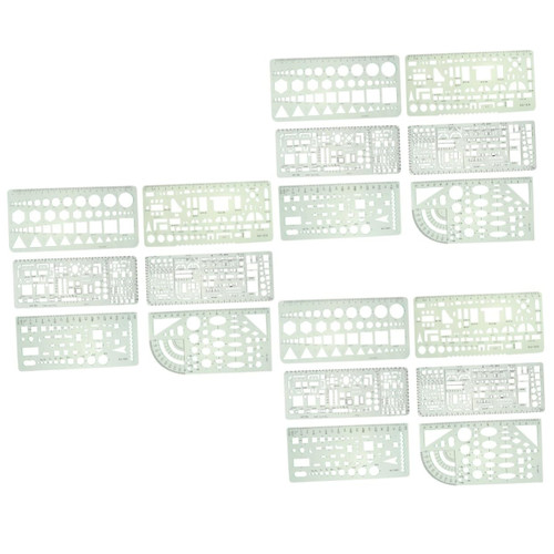 Tofficu 18 Pcs Math Drawing Ruler Building Measuring Template Architect Scale Geometric Drawing Ruler Green Suit Drafting Templates Geometric Ruler Drawings The Circle Student Plastic
