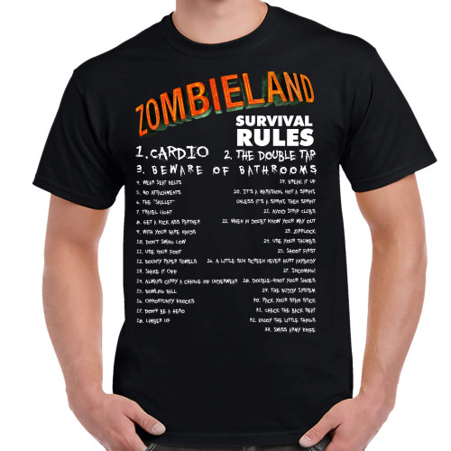 TeeWham Zombieland Survival Rules Shirt-XXXXXL Black