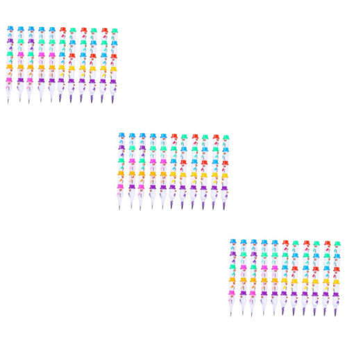 Ciieeo 60 Pcs Snowman Pencil Stackable Crayons Stacking Point Pencils Kid Automatic Pencil Christmas Party Pencil Animal Pencils Multi Pencil Writing Pen Detachable Plastic Office