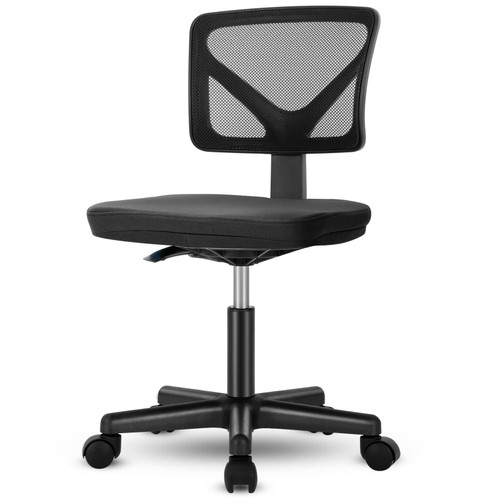 Sweetcrispy Office Computer Desk Chair, Ergonomic Low-Back Mesh Rolling Work Swivel Chairs with Wheels, Armless Comfortable Seat Lumbar Support for Home,Bedroom,Study,Student,Adults, Black