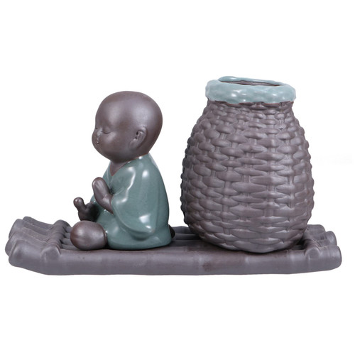 BESTOYARD Purple Clay Hydroponic Flower Pot Pots for Indoor Plants Little Monk Pot Hydroponic Plant Vases Resin Succulent Planter Ceramic Flower Pot Ceramics Pen Holder Office Buddha Statue