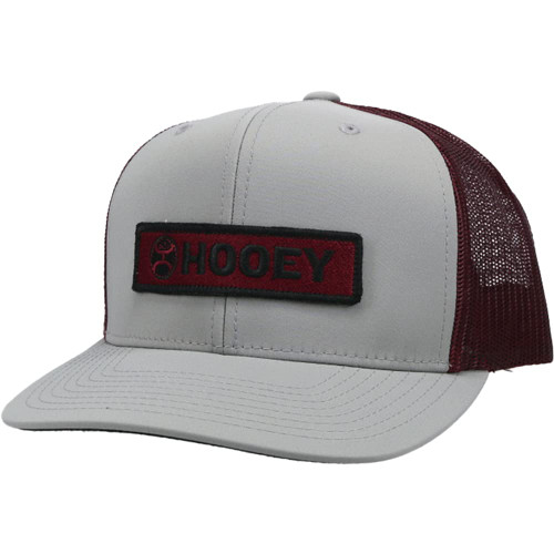 HOOEY Lock Up Adjustable Snapback Mesh Back Trucker Hat (Grey/Maroon)