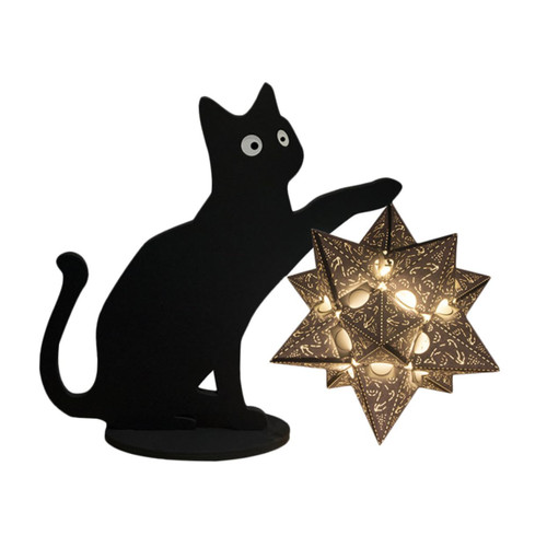 DOITOOL 1pc Paper Carving Lamp Lamp LED Night Lamp Desk Cat Statue 3D Light Ambient Light Cat Lamp Charging Lamp Black Cat Figurine Baby LED Light Original Household Toy