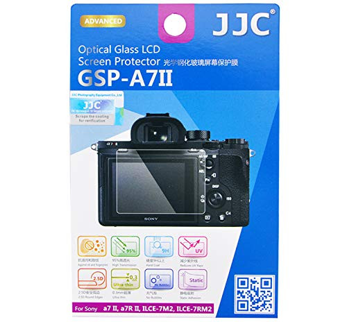 JJC 0.01" Ultra-Thin Optical Glass LCD Screen Protector for Sony a7 II a7 III a7R II a7R III a7S II a9, Sony Sony a7 II III a7R II III a7S II a9 LCD Protector, Agasinst Water Oil & Fingerprints