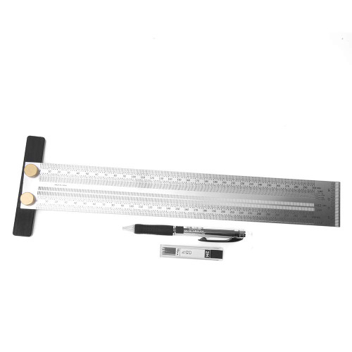 Incra T Rule,Marking T Rule Marking T Rule Stainless Steel T Type Hole Ruler Scribing Gauge Marking Measuring Tool with Automatic Pencil 200mm/300mm/400mm Incra Tiny T ( Size : 300mm Scribe Ruler A )