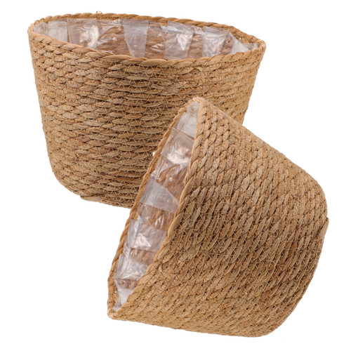 Parliky 2pcs Plant Pots Indoor Hamper Hand-Woven Flower Basket Woven Plant Basket Woven Design Basket Flower Arrangement Basket Rustic Baskets Flower Pot Basket Flower Girl Grass