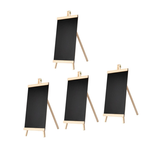 jojofuny 4pcs Blackboard Wooden Reserved Menu Board Tabletop Chalk Boards A- Frame Chalkboard Chalk Board Stand Menu Chalk Boards Food Labels for Party Buffet Kids Easels Mini Bride Sign