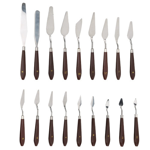 Wooden Handle, 18Pcs Spatula Palette Knife, Painting Accessories for Oil Painting, Acrylic Mixing,(18pcs)