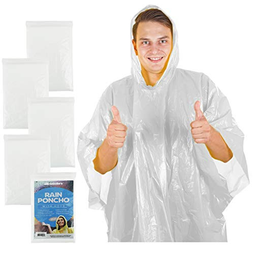Wealers Rain Poncho for Adults  Thick Disposable Rain Ponchos Raincoat for Women & Men, One Size Fits All  Emergency Poncho for Theme Parks, Camping, Outdoors & More  Multi Colors