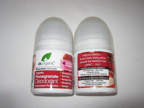 2 X 50ml Dr Organic Organic Pomegranate Roll on Deodorant/Bioactive Skincare Gift Fro You