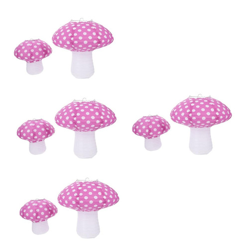 Mikikit 8 Pcs Mushroom Lantern Paper Lanterns Performance Props Chinese Decorations Wedding Decoration 3D Mushroom Paper Lantern Forest Paper Lantern Creative Stage Props Scene Lanterns