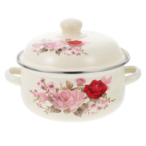 MARMERDO Enamel Soup Pot Soup Pot with Lid Clay Cooking Pots Japanese Soup Bowls Candy Bowl Saucepan Stewing
