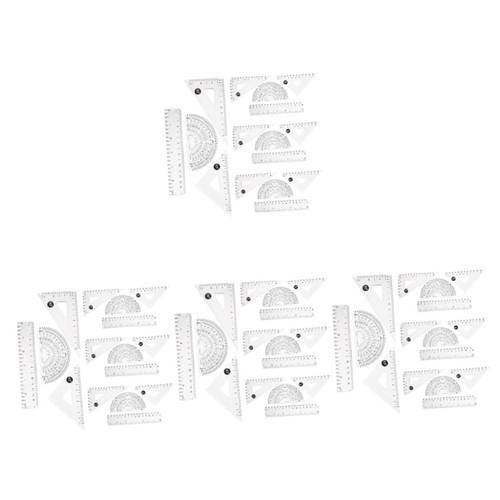 TEHAUX 16 Sets Transparent 15cm Ruler Drawing Ruler Math Ruler Math Protractor Ruler 12 Inch Math Measuring Tool Protractor and Compass Drafting Ruler School Plastic Student Frame Scale
