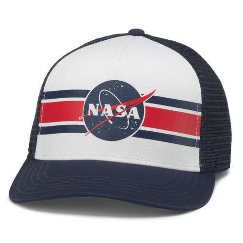 AMERICAN NEEDLE NASA Sinclair Adjustable Snapback Baseball Trucker Hat (21001B-NASA-NVWH)