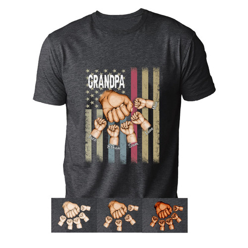 Personalized Grandpa Shirt US Flag, Custom Grandpa Grandkids Hand Shirt for Men, Christmas Fathers Day 4th of July Gifts for Grandpa from Kids, Christmas Fathers Day Grandpa Shirt, Grandpa Sweatshirt