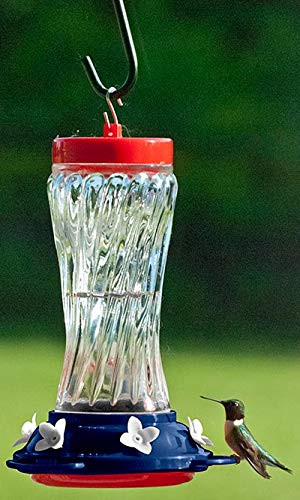 Woodlink Patriotic Swirl Glass Hummingbird Feeder, 16 oz.