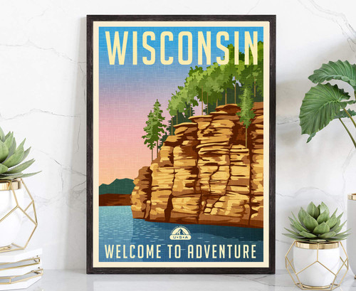 Retro Style Travel Poster, Wisconsin, Vintage Rustic Poster Print, Home Office wall Decoration, Wisconsin State Map Poster - 24 * 36 inches Retro Style Travel Poster, Wisconsin, Vintage Rustic Poster Print, Home Office wall Decoration, Wisconsin State Map Poster - 24 * 36 inches