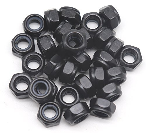 cSeao 60pcs M6-1.0mm Black Zinc Plated Nylock Nylon Inserted Hex Self Lock Nuts(M6)