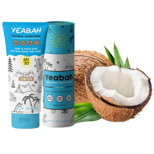 YeaBah Natural Mineral Sunscreen Total Protection Kit - Zinc Oxide Sunscreen - Mineral Sunscreen - Reef Safe Sunscreen - Natural Sunscreen - SPF 32 (Tinted Facestick & Tinted 3 oz Lotion) YeaBah Natural Mineral Sunscreen Total Protection Kit - Zinc Oxide Sunscreen - Mineral Sunscreen - Reef Safe Sunscreen - Natural Sunscreen - SPF 32 (Tinted Facestick & Tinted 3 oz Lotion)