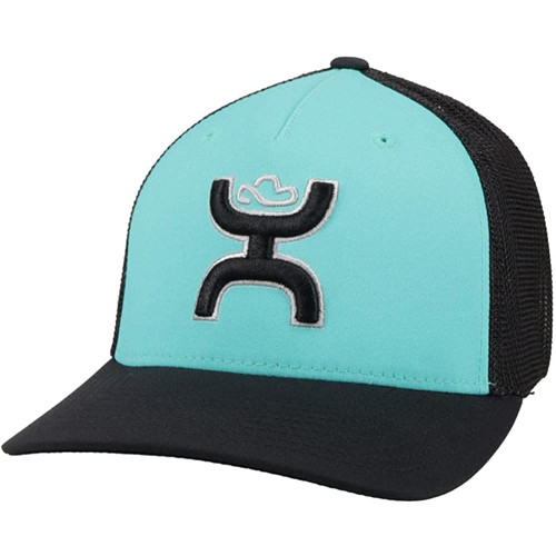 HOOEY Men's Coach Flexfit Fitted Hat (Large/X-Large, Turquoise/Black)