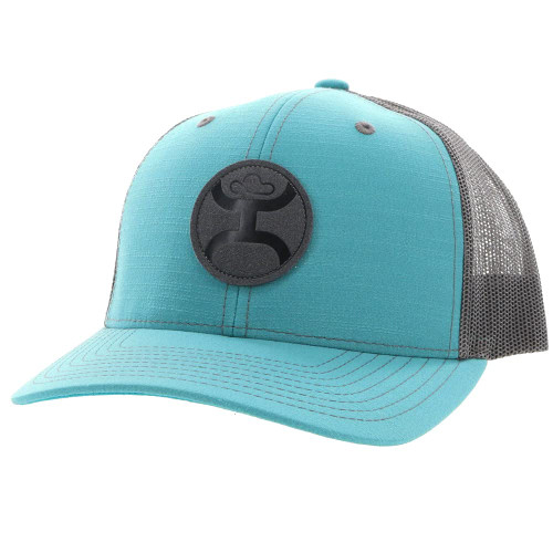 HOOEY Blush Adjustable Snapback Trucker Mesh Back Hat with Logo (Teal/Grey)
