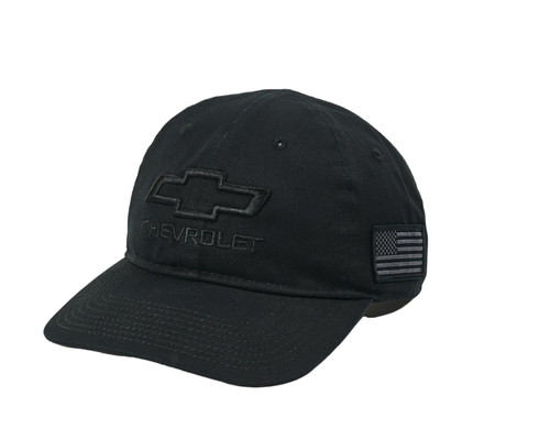 Chevy Bowtie Tactical Hat with USA Flag Patch - Black Cap with Buckle Closure for Chevrolet