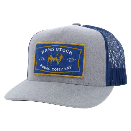 HOOEY Youth Adjustable Snapback Mesh Back Trucker Hat (Rank Stock - Grey/Blue)