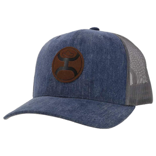 HOOEY Blush Adjustable Snapback Trucker Mesh Back Hat with Logo (Denim/Grey)