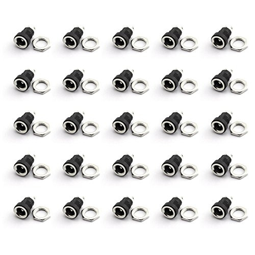 TOTOT 20 Pack 5.5mm x 2.1mm DC Power Jack Panel Mount Screw Nut DC Socket Electrical Plug