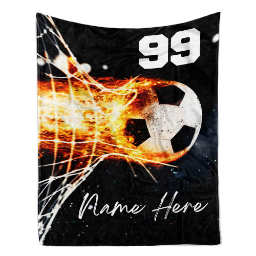 TEEMAN Personalized Soccer Blanket for Boys - Girls at Christmas 2023, Custom Soccer Gifts for Girls Women Kids Adults, Soccer Coaches Gifts, Flame Soccer Blankets and Throws