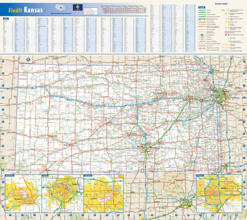 Kansas State Wall Map - 20.75" x 18.5" Laminated