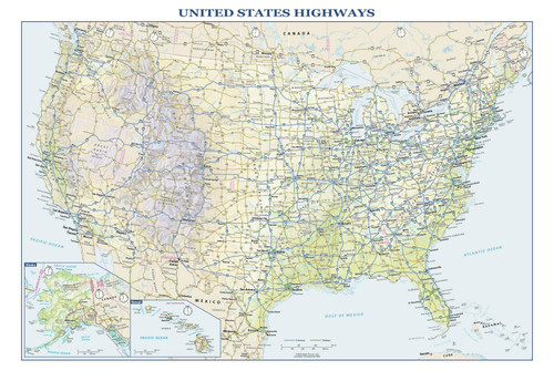 Globe Turner USA Interstate Highways Large Wall Map - 36 x 24.75 Laminated