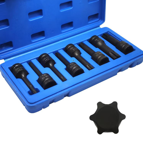 JEUCLEL 8PCS Torx Star 6 Point Impact Bit Socket Set, T30 T40 T45 T50 T55 T60 T70 T80 1/2-Inch Impact Drive Allen Socket Kit, Cr-Mo Steel Lengthen Hex Screwdriver Socket Adapter